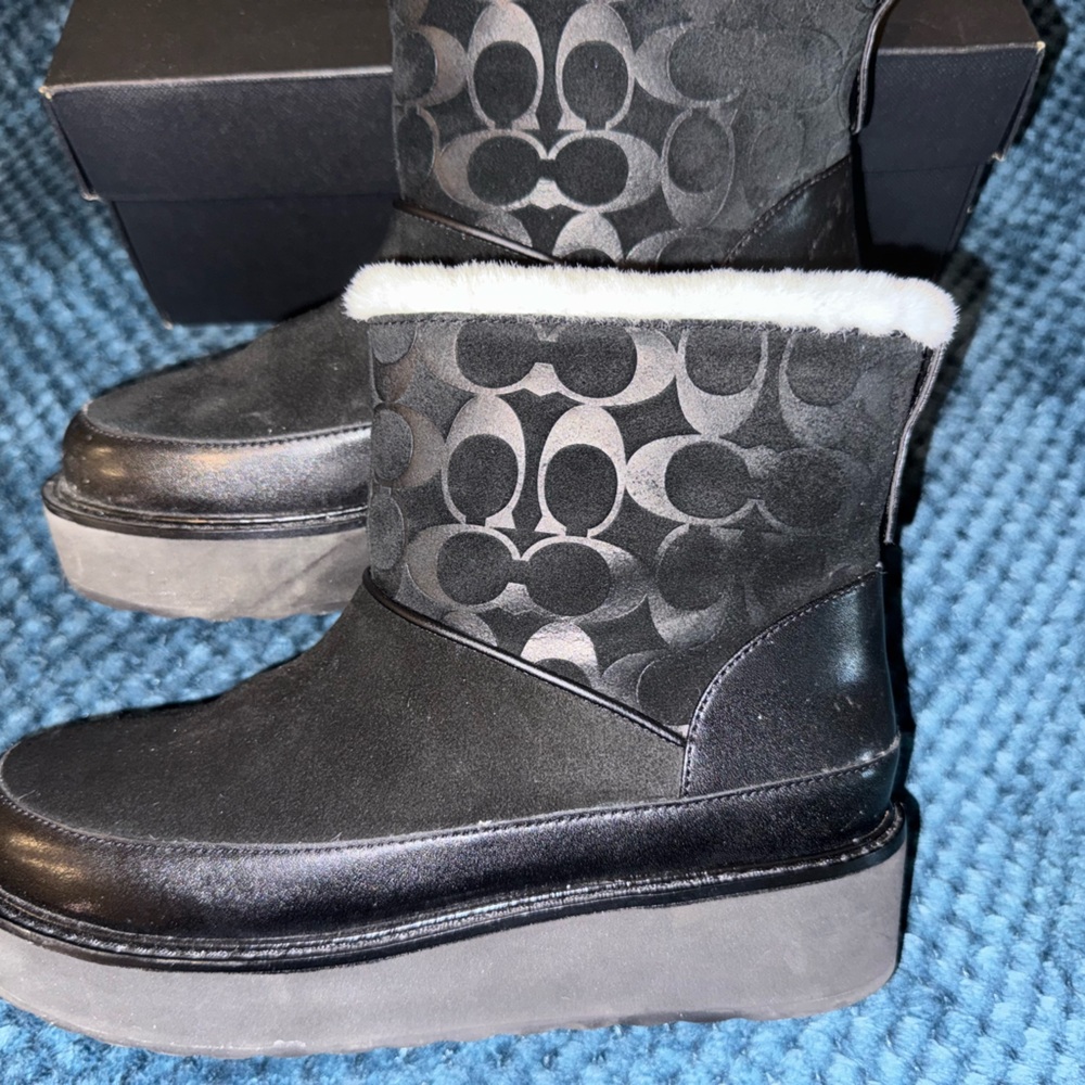 Like New Coach INDI Black Suede Booties - Picture 2 of 7